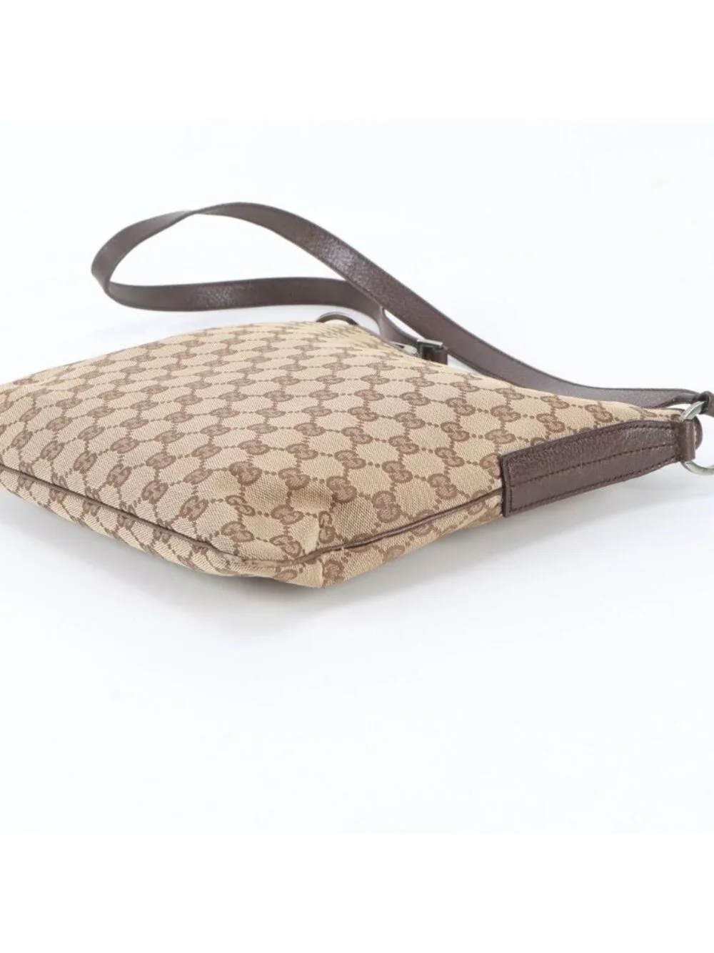 Gucci GG Canvas Leather Shoulder Bag Crossbody Messenger Business Brown